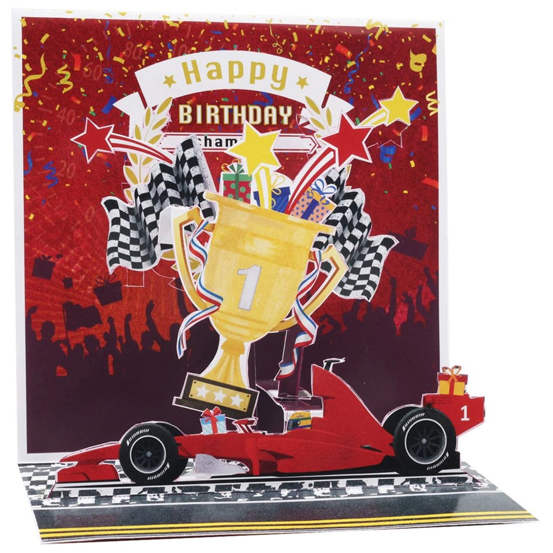 Tarjeta felicitación 3D Pop-Up Coches Fórmula 1