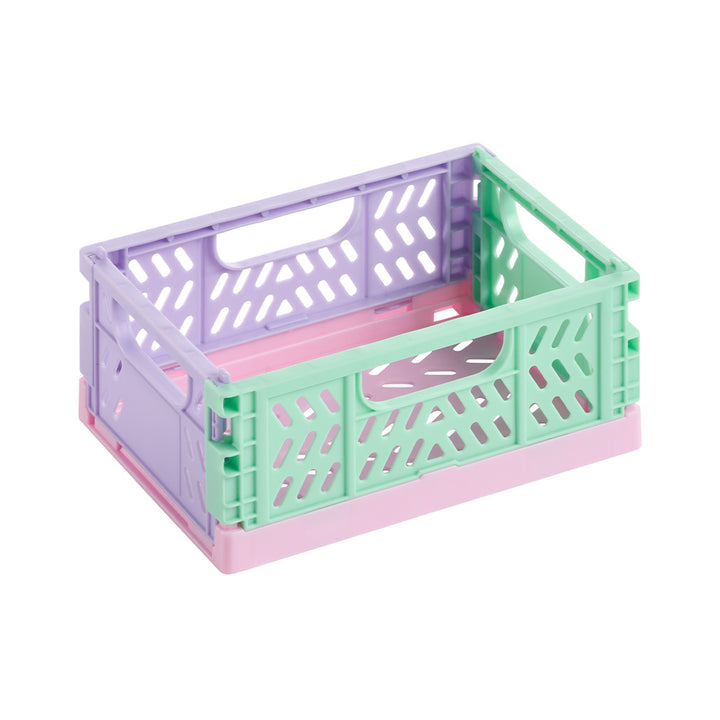 Cajas plegables y apilables tricolor de base rosa