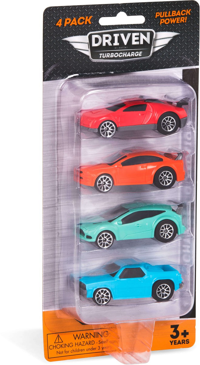 Blister 4 coches de carrera retrofricción