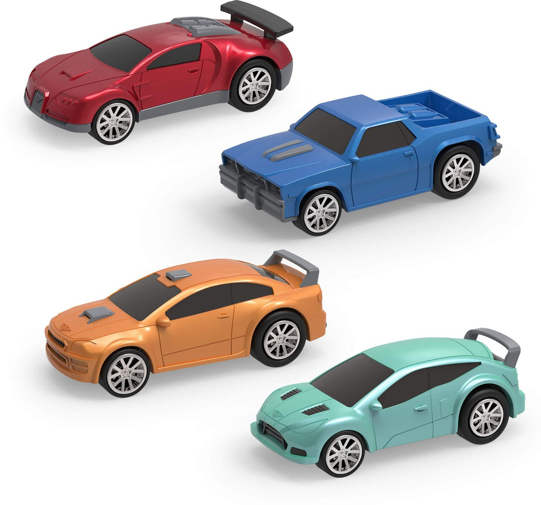 Blister 4 coches de carrera retrofricción