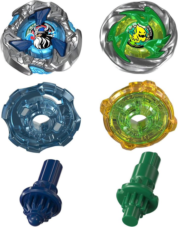 Beyblade X, Circle Ghost 4-60LR UX y Hack Viking 4-55O UX