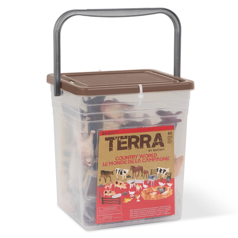 Terra Cubo marrón claro Animales de granja 60