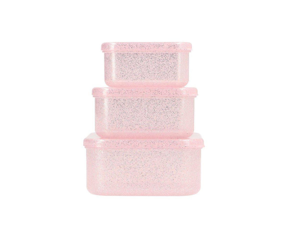 3 Cajas Almuerzo Glitter Pink