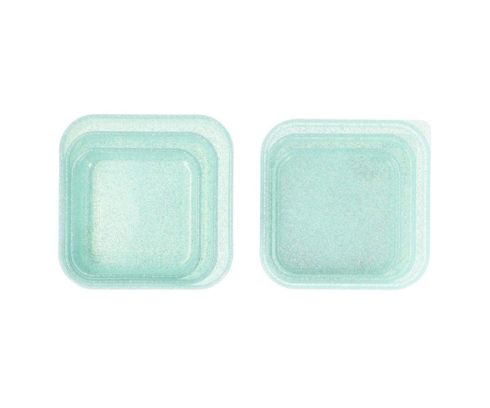 3 Cajas Almuerzo Aqua Glitter Turquoise