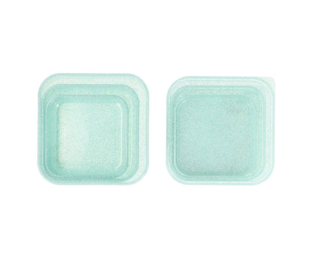 3 Cajas Almuerzo Aqua Glitter Turquoise