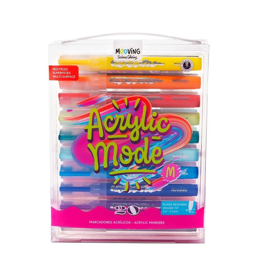 Set 20 rotuladores acrílicos multisuperficie punta redonda 3,5mm