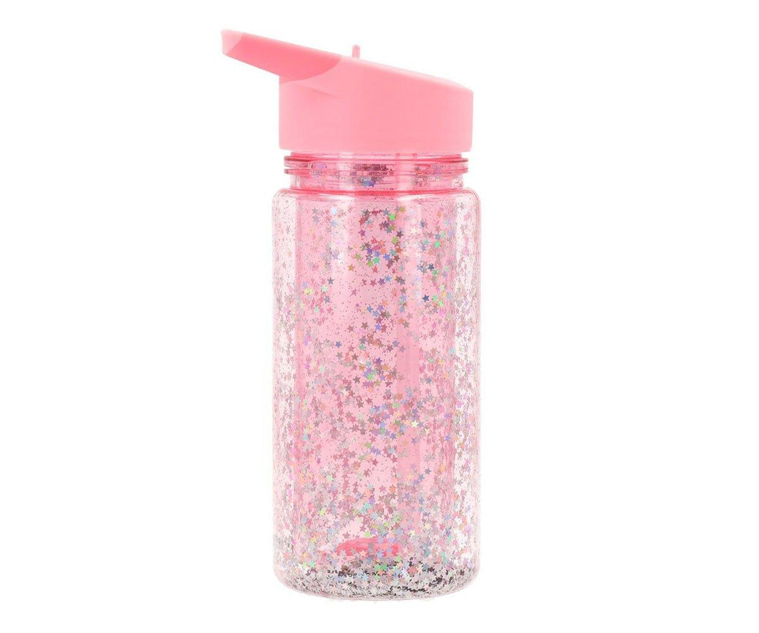 Botella Plástico con Pajita Glitter Stars Gloss Personalizable