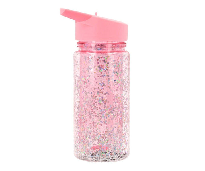 Botella Plástico con Pajita Glitter Stars Gloss Personalizable