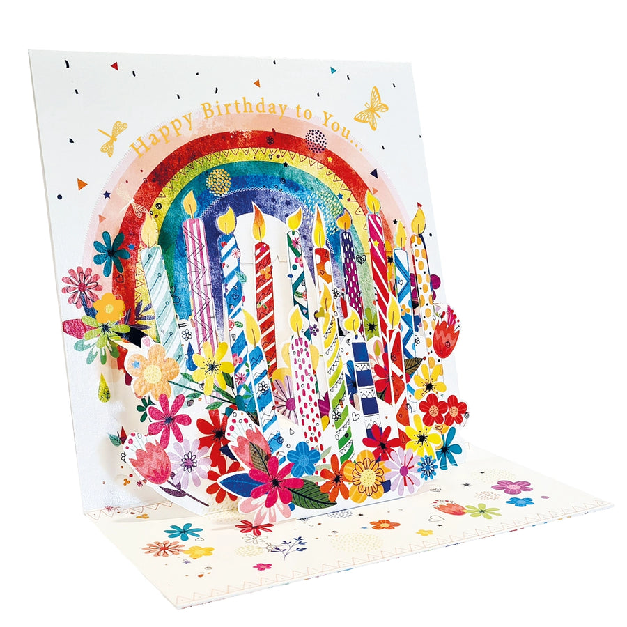 Tarjeta felicitación 3D Pop-Up Velas y flores