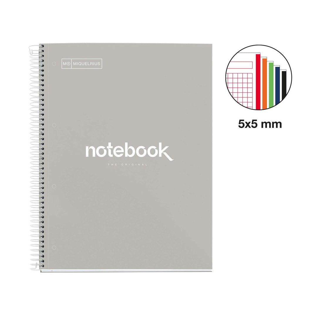 Cuaderno Tapa Dura A4 Cuadrícula 120 Hojas Emotions Gris