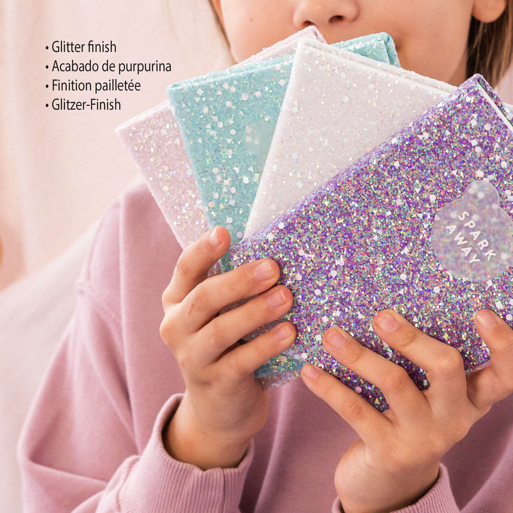 Cuaderno Purpurina Azul Liso Back2Fun