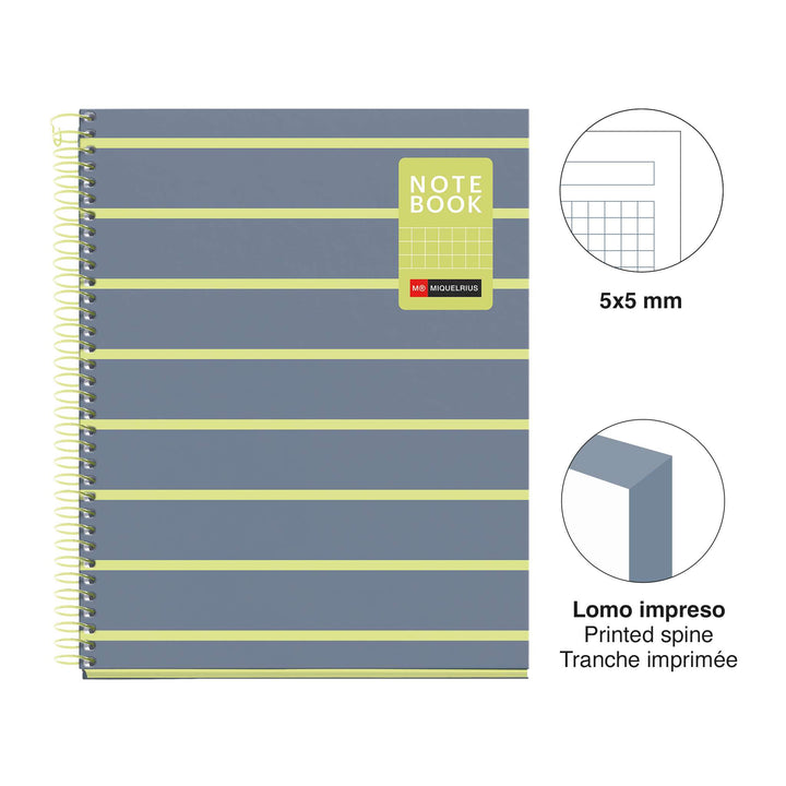 Cuaderno A5 80 Hojas Cuadrícula Between The Lines Limon