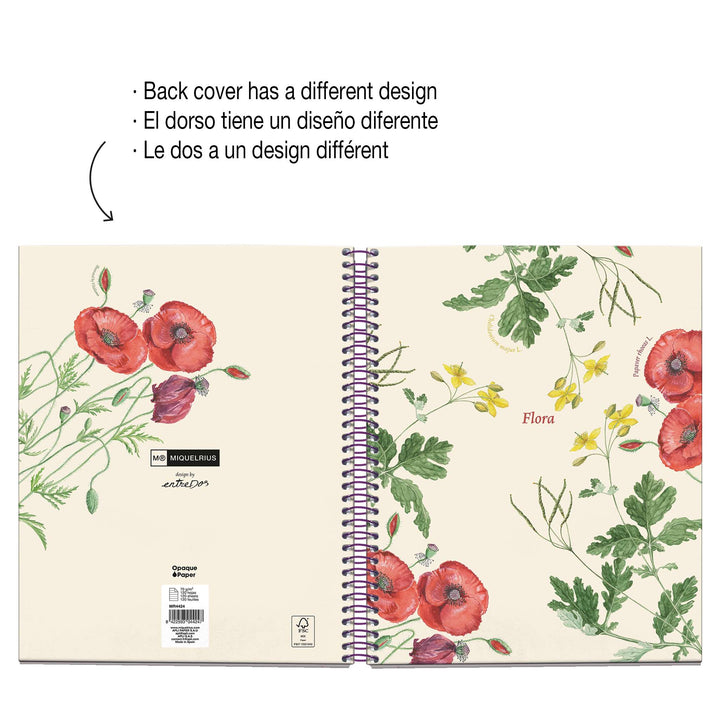 Notebook4 A5 100 Hojas Horizontal Amapola Botanical Flora