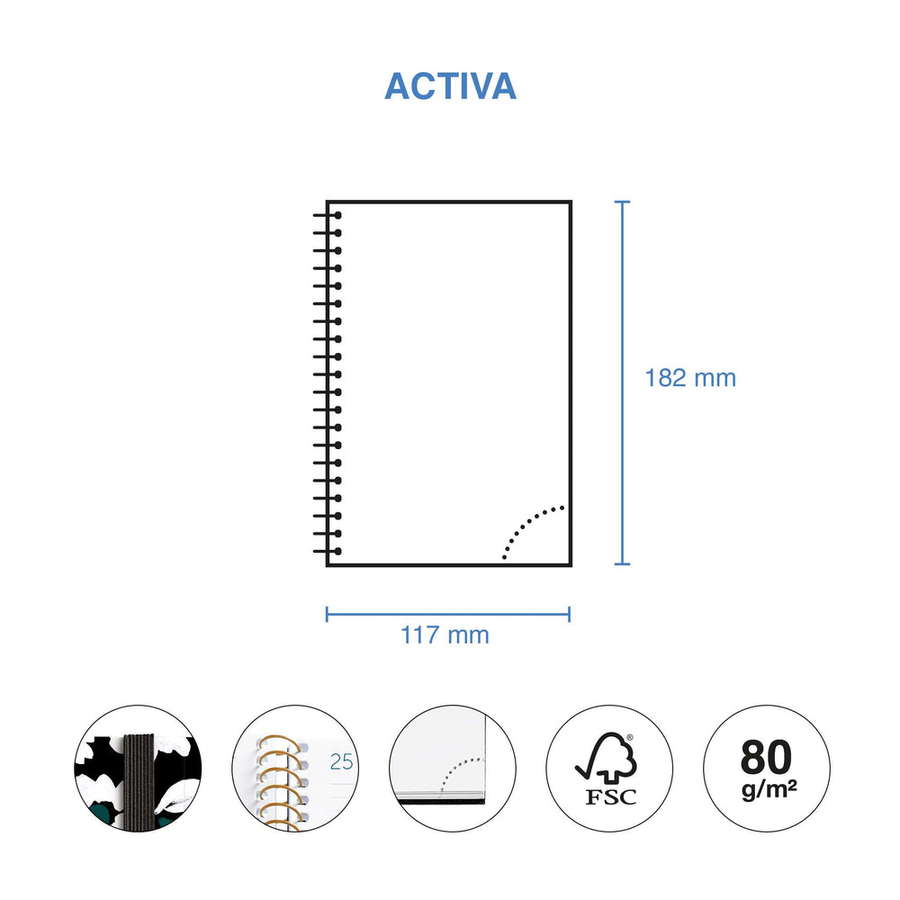 Agenda Espiral Activa Día Página Noir Garden 2026
