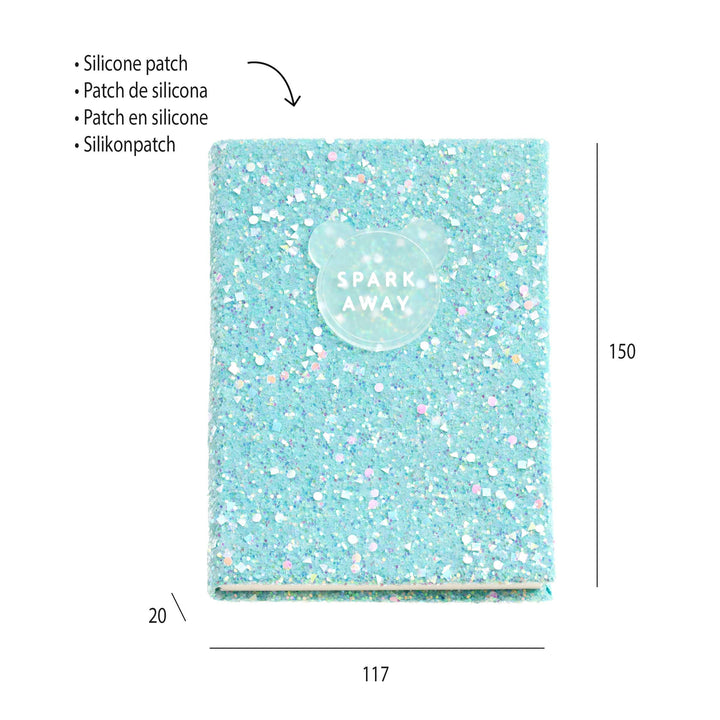 Cuaderno Purpurina Azul Liso Back2Fun