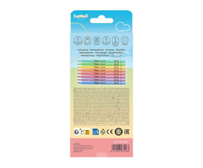 Kawaii - Estuche 8 Rotuladores Pastel
