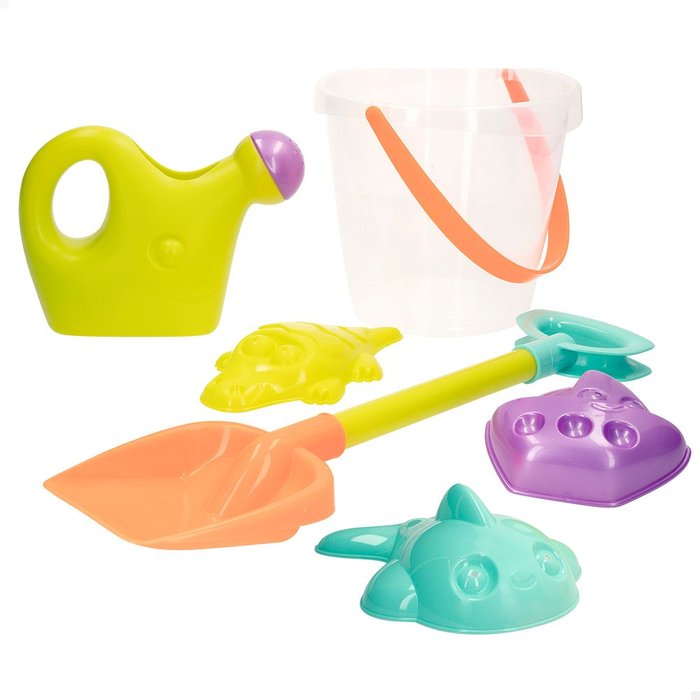 Set playa cubo + pala + regadera + 3 moldes