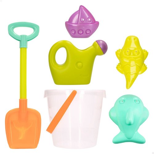 Set playa cubo + pala + regadera + 3 moldes