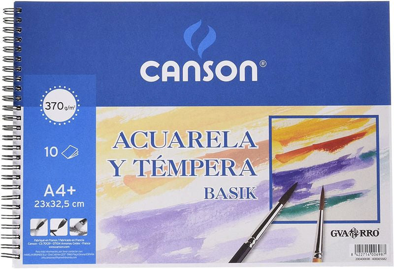 Bloc 10H Espiral Acuarela Basik A4 370 gr