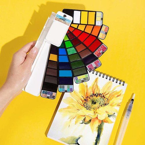 Caja 33 acuarelas profesional water color forma abanico