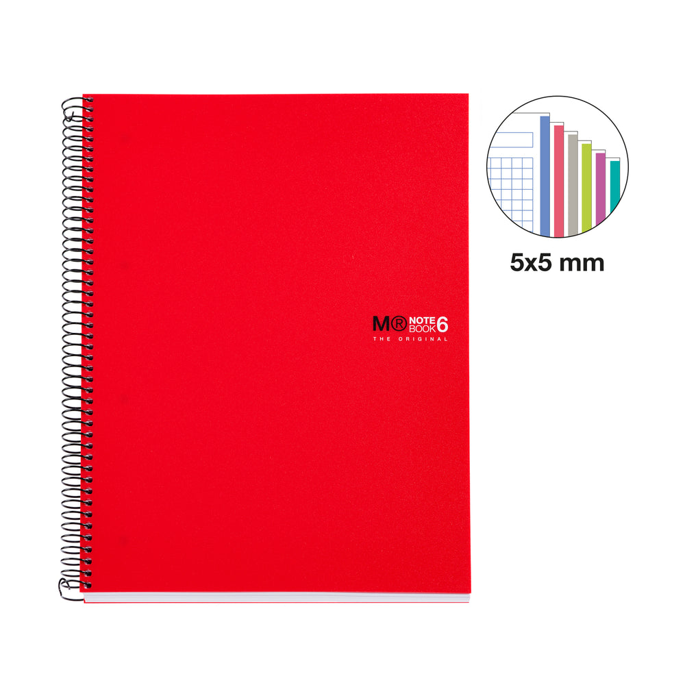 Cuaderno Tapa Blanda A4 Cuadrícula 150 Hojas Miquelrius Rojo