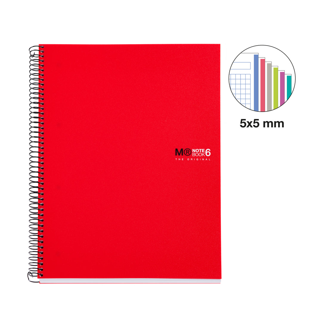 Cuaderno Tapa Blanda A4 Cuadrícula 150 Hojas Miquelrius Rojo
