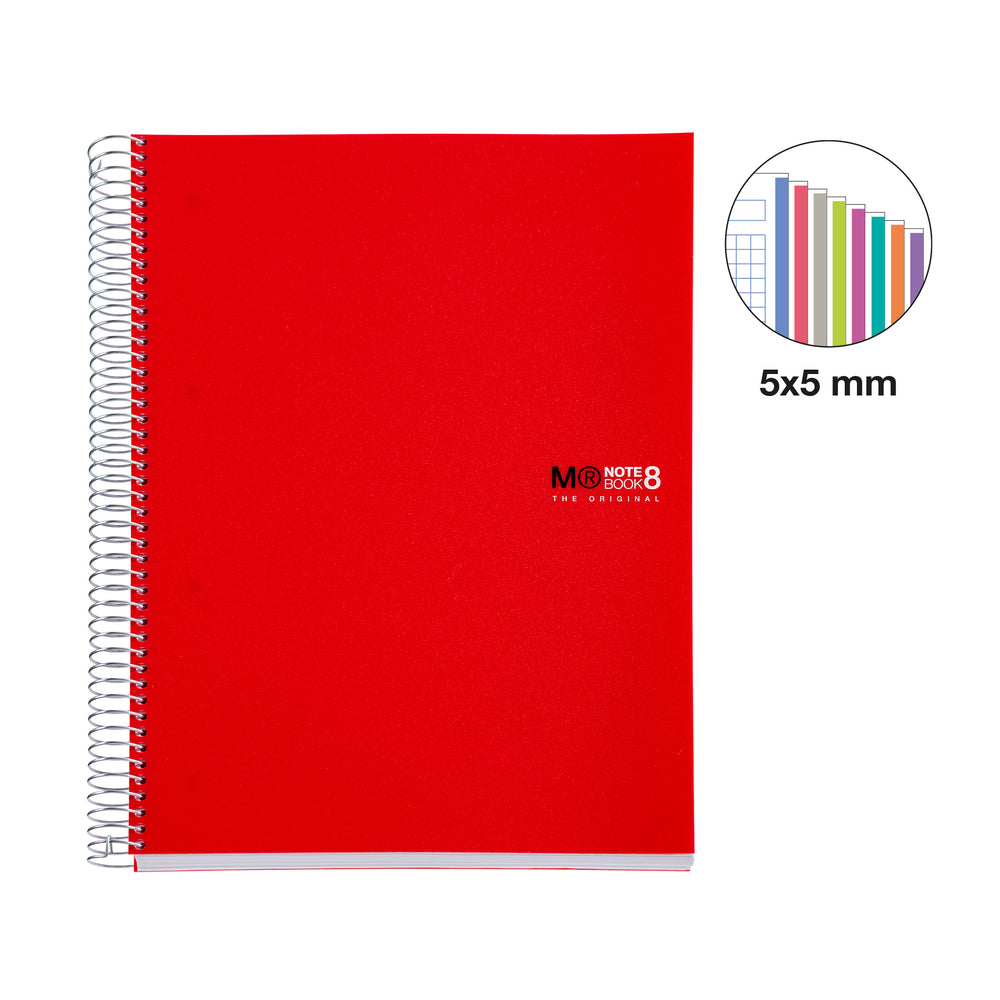 Cuaderno Tapa Blanda A4 Cuadrícula 200 Hojas Miquelrius Rojo
