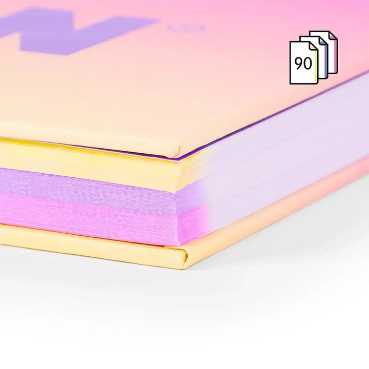 Cuaderno A4 con espiral y tapa dura, papel cuadriculado, 90 hojas de 95gr/m², colección Sunset, amarillo