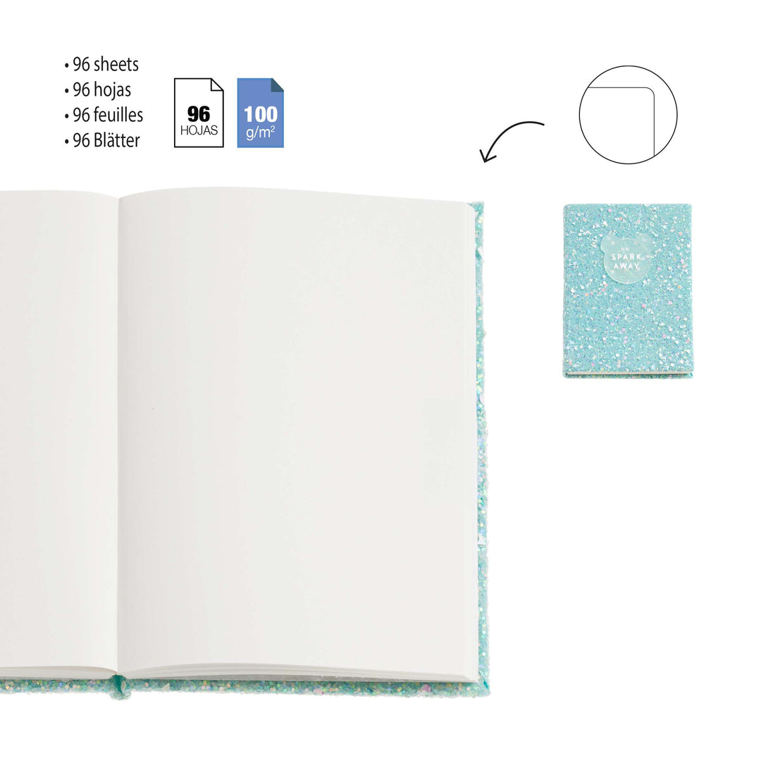 Cuaderno Purpurina Azul Liso Back2Fun