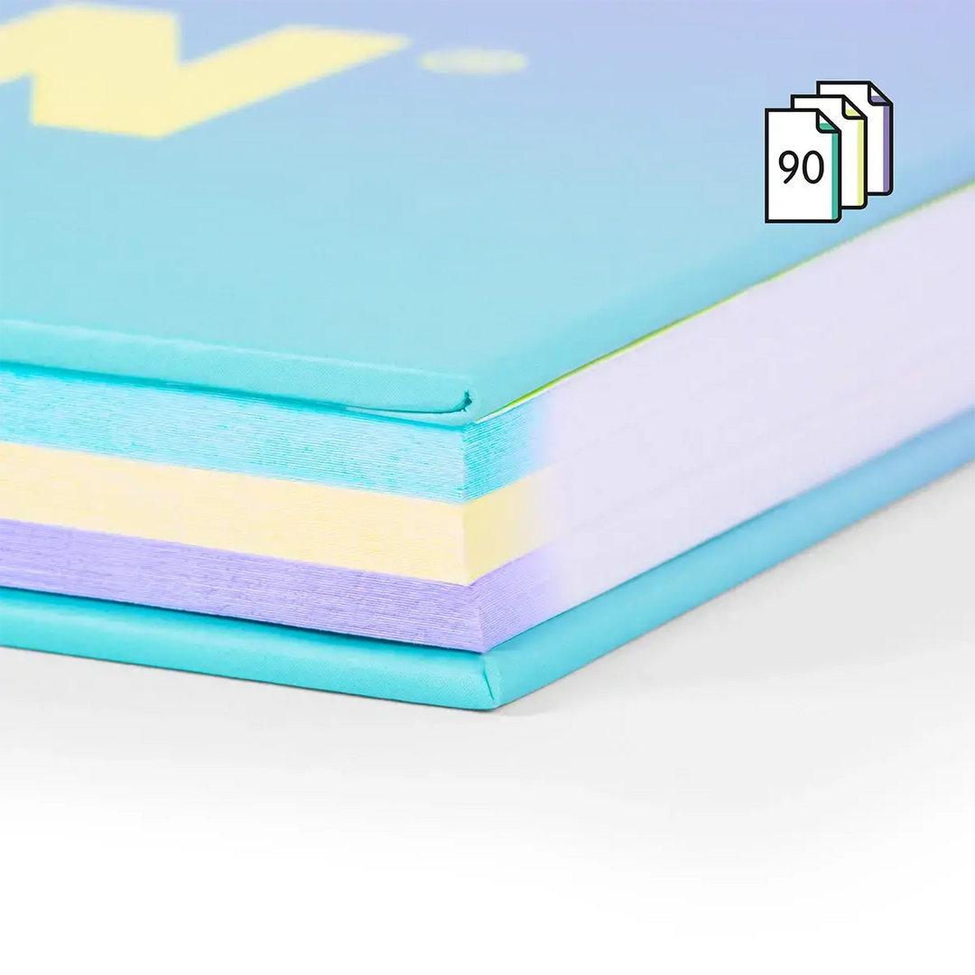 Cuaderno A4 con espiral y tapa dura, papel cuadriculado, 90 hojas de 95gr/m², colección Sunset, turquesa