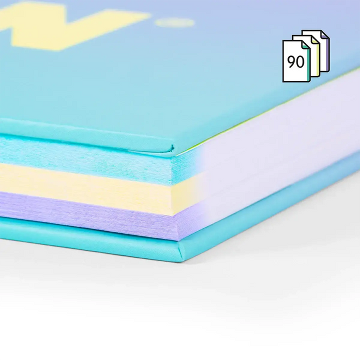 Cuaderno A4 con espiral y tapa dura, papel cuadriculado, 90 hojas de 95gr/m², colección Sunset, turquesa