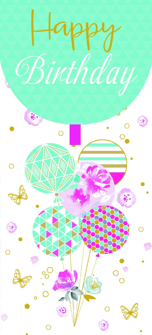 Sobre Money card Happy Birthday turquesa