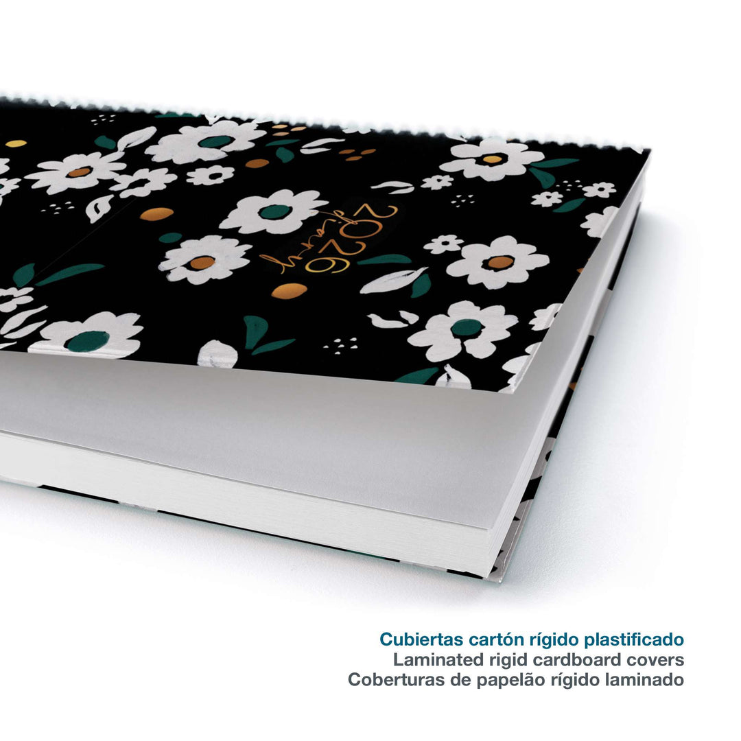 Agenda Espiral Activa Día Página Noir Garden 2026