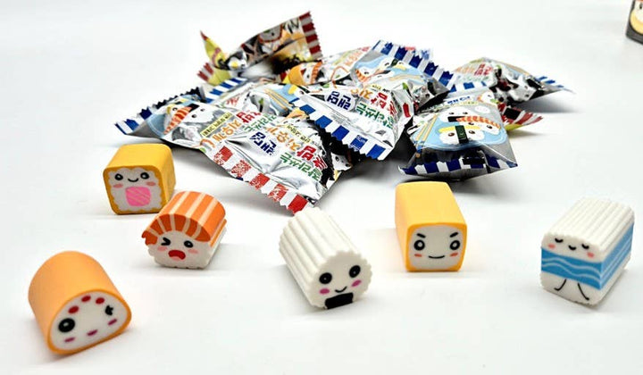 Bonita goma de borrar con forma de shushi, con forma de shushi, caja aleatoria