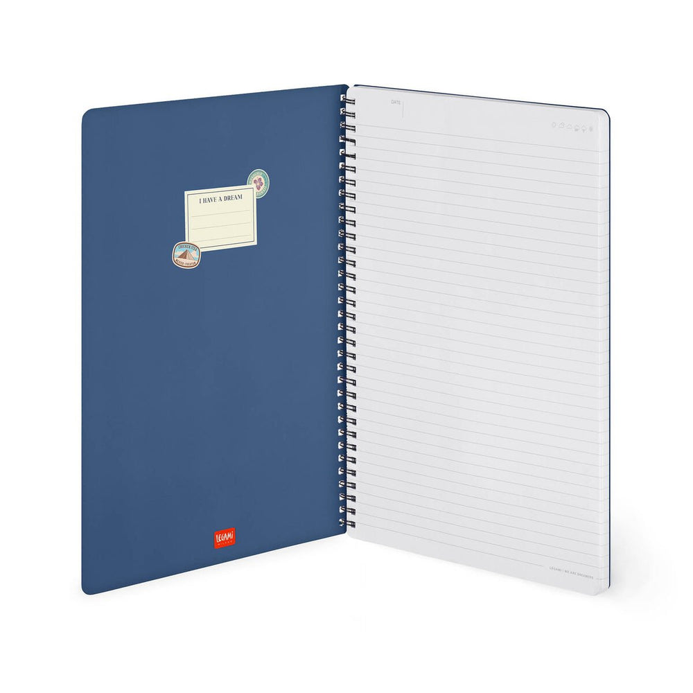 Cuaderno a Rayas A4 con Portada Rígida Ilustrada - Travel Stickers - Con Espiral