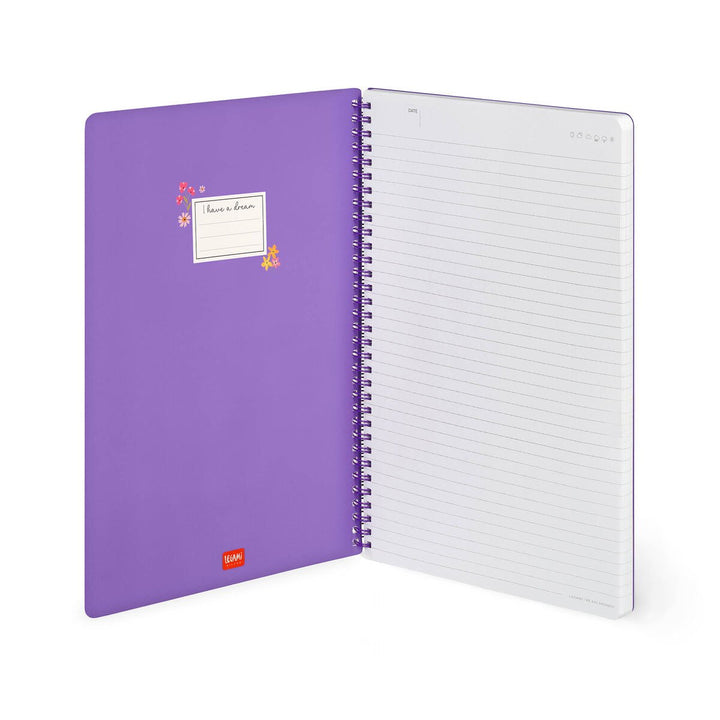 Cuaderno a Rayas A4 con Portada Rígida Ilustrada - Flowers - Bloc de Notas - Con Espiral