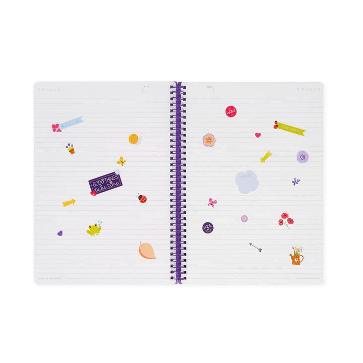Cuaderno a Rayas A4 con Portada Rígida Ilustrada - Flowers - Bloc de Notas - Con Espiral