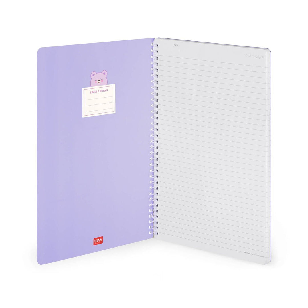 Cuaderno a Rayas A4 con Portada Rígida Ilustrada - Teddy Bear - Bloc de Notas - Con Espiral