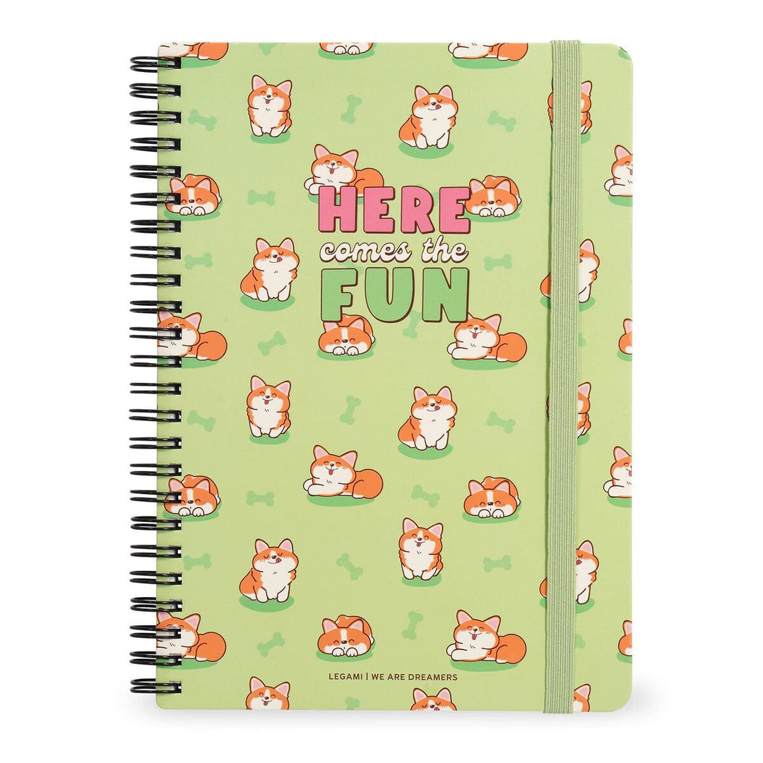 Cuaderno a Rayas A4 con Portada Rígida Ilustrada - Corgi - Bloc de Notas - Con Espiral