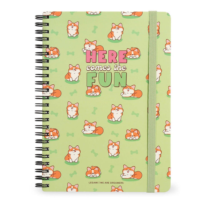 Cuaderno a Rayas A4 con Portada Rígida Ilustrada - Corgi - Bloc de Notas - Con Espiral