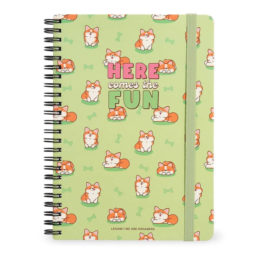 Cuaderno a Rayas A4 con Portada Rígida Ilustrada - Corgi - Bloc de Notas - Con Espiral