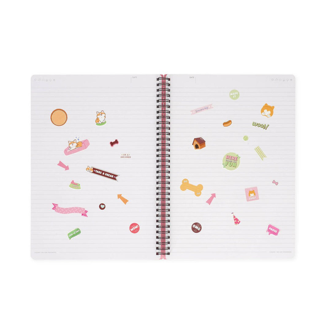 Cuaderno a Rayas A4 con Portada Rígida Ilustrada - Corgi - Bloc de Notas - Con Espiral