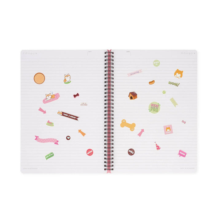 Cuaderno a Rayas A4 con Portada Rígida Ilustrada - Corgi - Bloc de Notas - Con Espiral