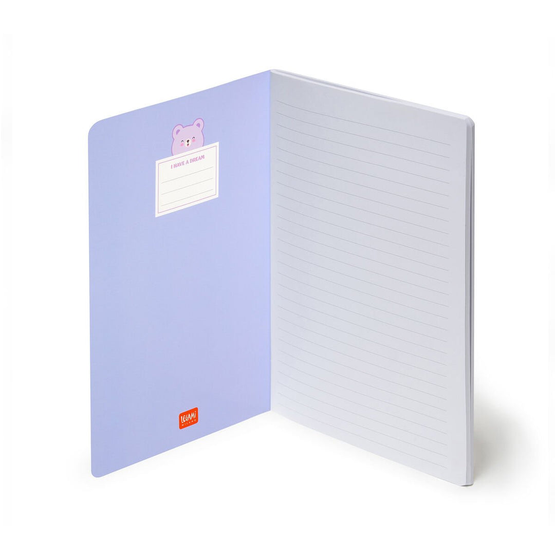 Cuaderno a Rayas A5 con Portada Rígida Ilustrada - Teddy Bear