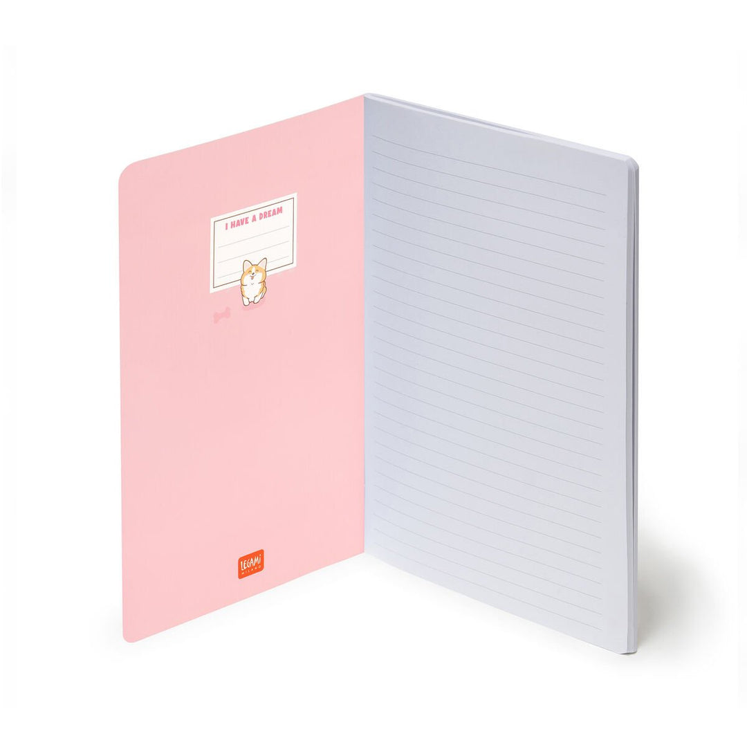 Cuaderno a Rayas A5 con Portada Rígida Ilustrada - Corgi