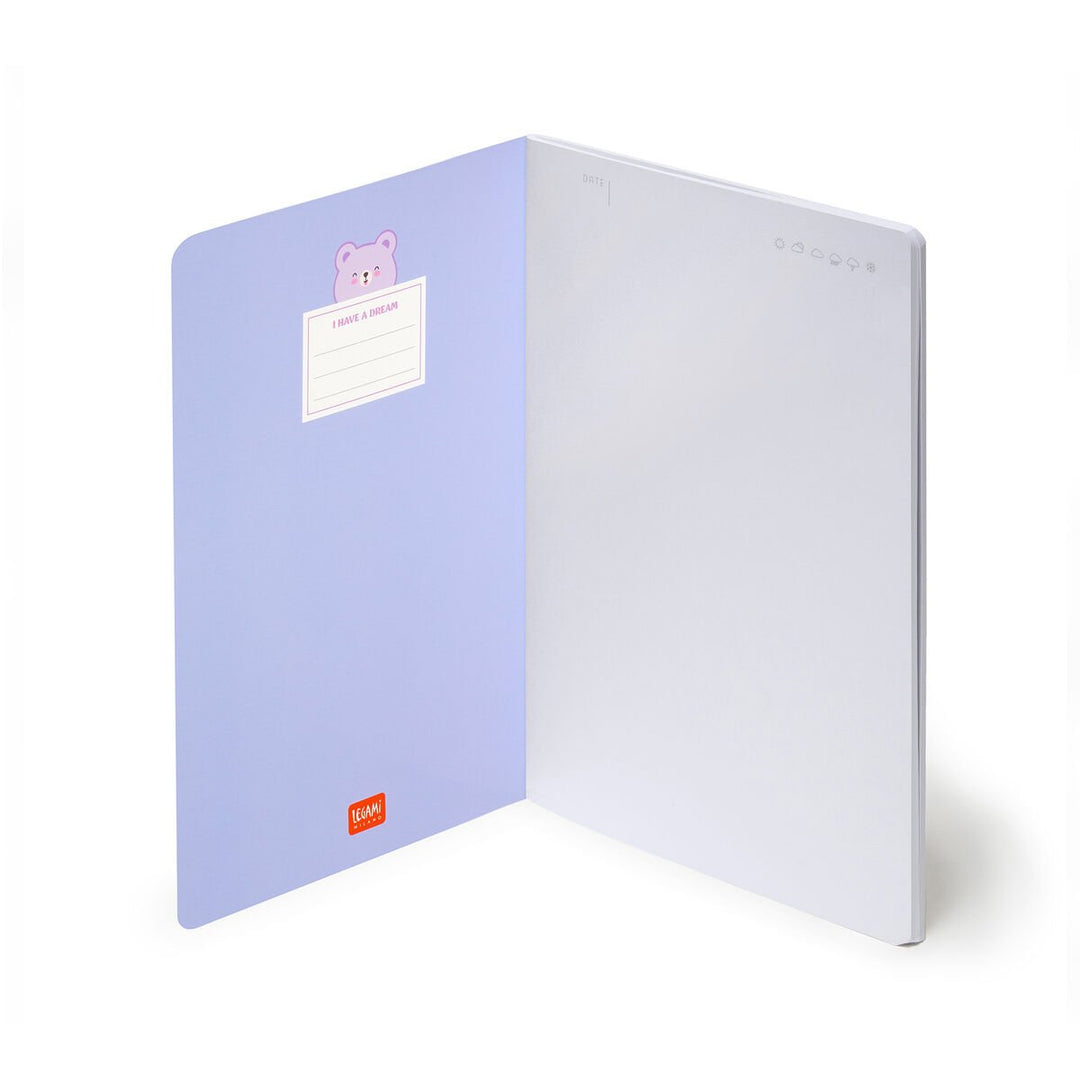 Cuaderno de Hojas Blancas A5 con Portada Rígida Ilustrada - Teddy bear