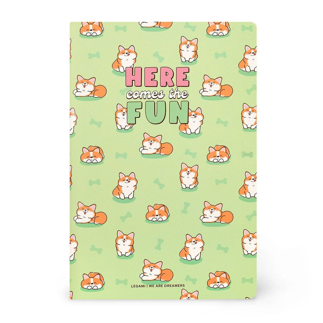 Cuaderno de Hojas Blancas A5 con Portada Rígida Ilustrada - Corgi