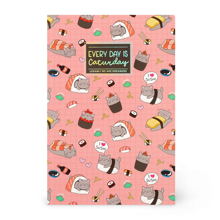 Cuaderno de Hojas Blancas A5 con Portada Rígida Ilustrada - Sushi cat