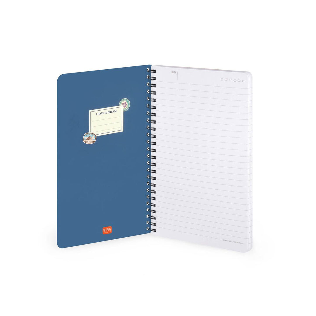 Cuaderno a Rayas A5 con Portada Rígida Ilustrada - Travel Stickers - Con Espiral