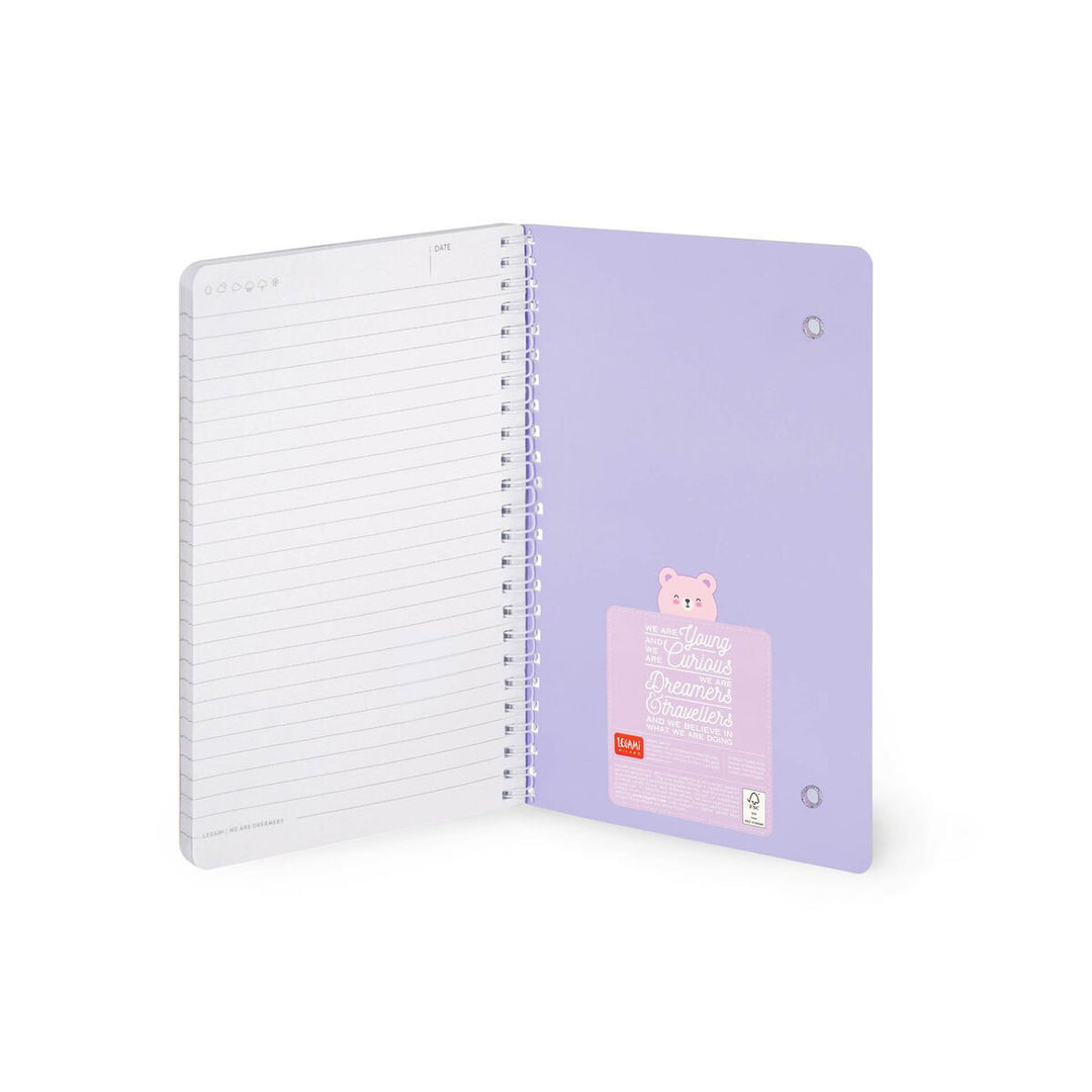 Cuaderno a Rayas A5 con Portada Rígida Ilustrada - Teddy Bear - Bloc de Notas - con Espiral